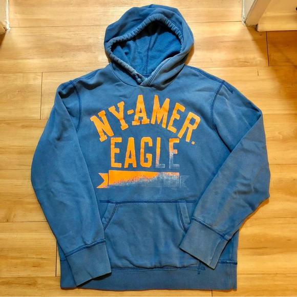 American Eagle Soft Blue And Orange Hoodie - Men’s Medium - Picture 1 of 10